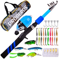 Ensemble de cannes à pêche en fibre de verre pour débutants, mini canne télescopique pour la pêche à la ligne, combo de cannes courtes pour la pêche en mer