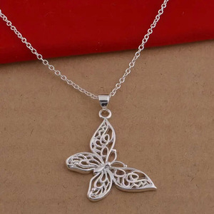 Collana con ciondolo a farfalla cava per donna, elegante gioiello a catena per la clavicola. - Product Image 3