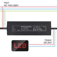 Transformateur basse tension étanche IP67 200W 12V 24V DC pour toutes les lumières LED 24V DC