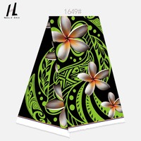 Tissu en polyester imprimé numériquement à motif tribal frangipanier style Micronésie, design insulaire pour chemisiers et sarongs