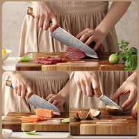 Couteau de chef de 6 pouces, lame en acier Damas avec manche en résine, finition mate ambidextre, couteau de cuisine