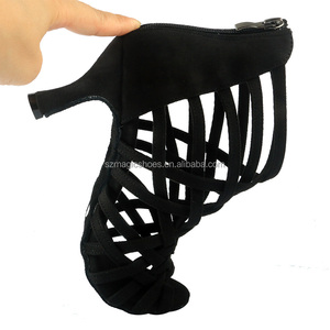 Vente en gros de chaussures de danse <span class=keywords><strong>Salsa</strong></span> Bottes de danse noires en faux daim pour femmes Bottes de danse à bout ouvert Gladiateur Bottes de mode d'été Chaussures de fête Sandales - Product Image 3