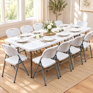 Table rectangulaire en plastique personnalisée OEM, couleur au choix, pour cour, jardin, pique-nique, événement extérieur, table pliable portable - Product Image 1