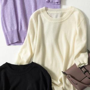 이탈리아 순수 캐시미어 반 소매 스웨터 여자 + 캐시미어 + 스웨터 - Product Image 5