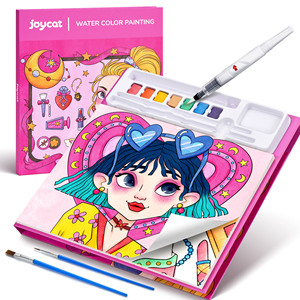 Joycat Aquarell-Malbuch mit Malpapier, Farbpalette und Pinsel, Kunsthandwerk-Malbuch mit Wasserfarben für Kleinkinder und Kinder als Geschenk - Product Image 2