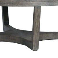 Table basse ronde moderne en chêne noir brûlé pour salon