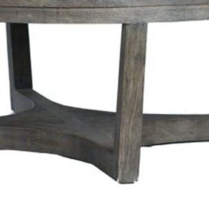 โต๊ะกาแฟทรงกลมไม้โอ๊คสีดำไหม้สไตล์โมเดิร์นสำหรับห้องนั่งเล่น - Product Image 3