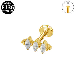 <span class=keywords><strong>Piercing</strong></span> Labret de <span class=keywords><strong>Titanio</strong></span> <span class=keywords><strong>Puro</strong></span> ASTM F136 con Rosca Interna, Estilo Diario Simple, con Incrustaciones de Zirconia, <span class=keywords><strong>Piercing</strong></span> Labret de <span class=keywords><strong>Titanio</strong></span> para Oreja - Product Image 3