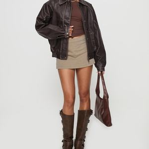 Veste décontractée en cuir PU pour femme, tendance mode urbaine, nouvelle collection printemps, avec poches, du fabricant OEM - Product Image 4