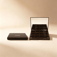 Palette de fards à paupières carrée en plastique marron vide à 12 couleurs avec miroir, design personnalisé