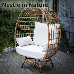 Silla Huevo de Ratán PE para Patio Exterior, Individual, con Patas de Metal - Product Image 1