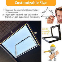 Fenêtre de toit manuelle à ouverture verticale ventilée 600x600mm, double vitrage trempé, cadre en alliage d'aluminium, insonorisée pour greniers et sous-sols