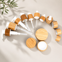 Botol Kaca Frosted Kosong Grosir untuk Kosmetik Set Botol Serum Lotion dengan Tutup Bambu Ramah Lingkungan
