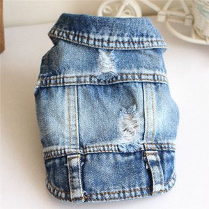 New Kangdarpet Modern Fashion Dog Ripped Jeans Denim Vest Coat with Print Pattern Four Seasons <b>Clothes</b> - Product Image 3