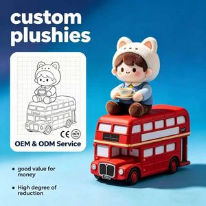 Muñeco de Peluche con Diseño de Autobús de Londres, Juguete de Peluche de Personaje Urbano, Muñeco de Algodón Suave con Autobús Rojo Estilo Reino Unido, Regalo - Product Image 1