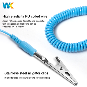 Einstellbarer anti statischer Erdung sgurt mit 1,8 M PU-Spule und Krokodil klemme Hellblau für die Sicherheit der Elektronik industrie - Product Image 5