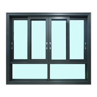 Ventana corredera antirrobo de doble vidrio, ventana corredera de aluminio con barras de seguridad para balcón