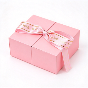Caja de Regalo Cuadrada de Cartón Rígido Rosa de Lujo Personalizada con Cierre de Lazo para Joyería y Cosméticos - Product Image 1