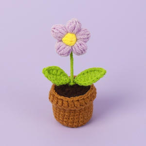 Décoration d'intérieur, bouquet de fleurs artificielles tissées, fil de laine, cœur, tulipe, tournesol, plante en pot, fleur artificielle tricotée - Product Image 3