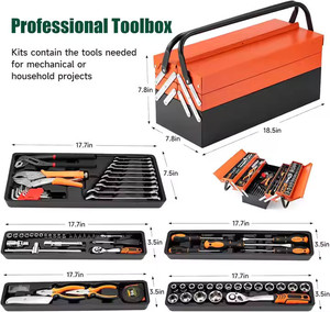 Wholesale Car Repairing 85pcs Hand Socket <b>Security</b> Household Case Wrench Set Mechanical Metal Box 85-piece Metal Tool - Product Image 5