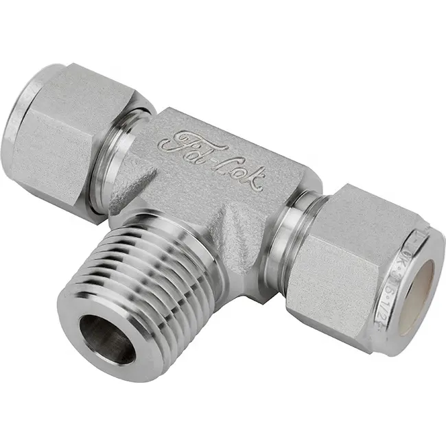 Male branch tee fittings compression fitting male tee double ferrule fitting SS316 tee