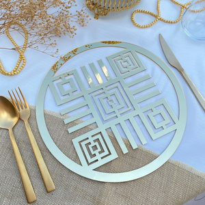 Modern Europe Luxury <strong>Mirror</strong> Acrylic Geometric Round Charger <strong>Placemat</strong> 13" Laser Cut Eco-Friendly - Product Image 6
