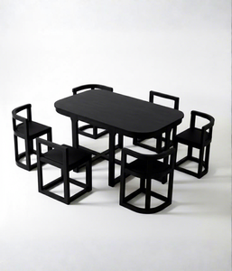 Juego de Mesa de Comedor Ovalada de Madera Maciza Moderna y Duradera para 6 Personas, Muebles de Comedor para Villa, Apartamento, Cocina - Product Image 3