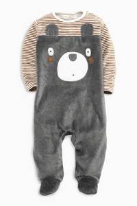 Boutique en ligne : Combinaison pour bébé nouveau-né en coton rayé avec imprimé ours - Product Image 2