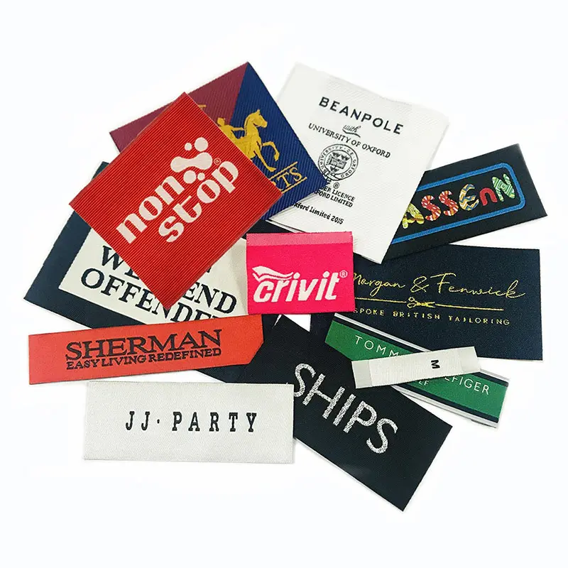 Popular Custom End Folded Main Clothing Label Hot Sale Custom Brand Name Garment Woven Label Unique Good Quality Clothing Label
