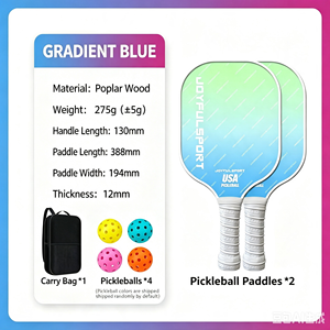 Ensemble de raquettes de pickleball en bois à <span class=keywords><strong>prix</strong></span> abordable, 2 raquettes, 4 balles de pickleball avec sac de transport, raquette de pickleball dégradée Macaron - Product Image 1