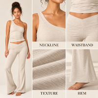 Ensemble de vêtements de sport pour femmes sur mesure, leggings évasés à taille en V et haut à une épaule pour l'entraînement