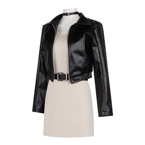 Conjunto de Disfraz de Cosplay de Chaqueta de Cuero Negra Corta para Mujer, Atuendo de Halloween - Product Image 5