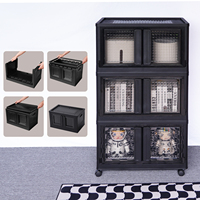 Bacs de rangement pliables originaux de nouvelle conception avec roues conteneur noir organisateur élégant boîte de rangement facile à organiser