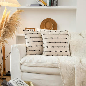 HomeMall Funda de almohada cuadrada con lunares y rayas, color negro, amarillo, marrón, rosa, verde menta, poliéster, funda de cojín extraíble para el hogar - Product Image 3