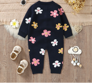 Vêtements pour bébés et tout-petits unisexes en gros du fabricant : Combinaison à manches longues en tricot pour nouveau-né, motif uni - Product Image 2