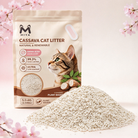 Litière pour chat en tapioca OEM Premium, parfumée à la fleur de cerisier, jetable dans les toilettes, à agglomération rapide, absorbant l'humidité, en fibres végétales de manioc