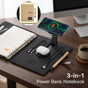 Wireless Magnetic Charging Power Supply Unit USB Corporate Gift Featuring PU Leather Thread <b>Sewing</b> Packaging <b>Boxes</b> Gift Set - Product Image 1