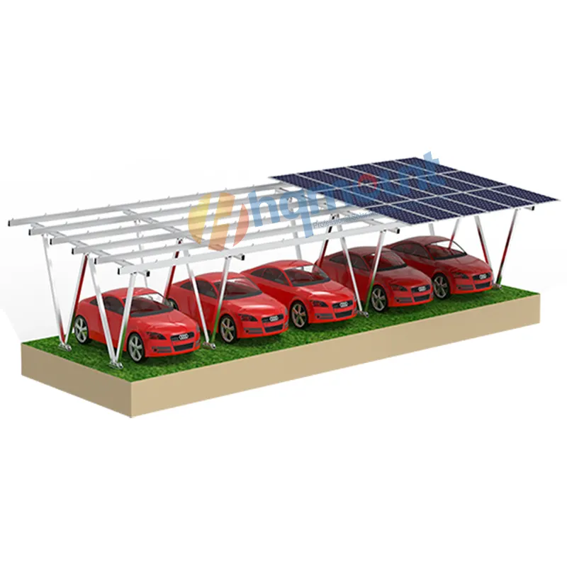 Garages solaires à montage HQ Support de parking photovoltaïque au sol Structure en aluminium de parking résidentiel solaire