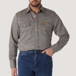 Mens Long Sleeved Work Mechanic Shirt Uniform Work Shirts Clothing Fat Man