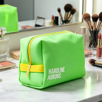 Nouveau sac cosmétique de couleur unie néoprène Portable grand sac de beauté de stockage poignée de voyage Mini trousse de toilette
