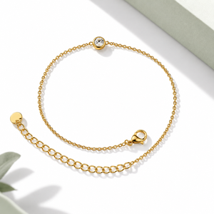 สร้อยข้อมือแบบวงกลมประดับด้วยโซ่เส้นเล็ก สแตนเลสสตีล ชุบทอง 14K ด้วยวิธีสุญญากาศ พร้อมตัวล็อกแบบก้ามปู ปรับขนาดได้ - Product Image 1
