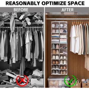 Hanging <b>Shoe</b> Organizer 20 Sections Rectangular Steel Wire Non Woven Wardrobe <b>Storage</b> Shelves Space Saving <b>Shoes</b> - Product Image 6