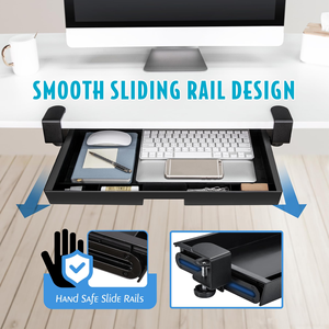 Adjustable C-Clamp Mount <b>Large</b> Under <b>Desk</b> Slide-Out Storage Drawer Pull-Out Organizer with Smooth Sliding Rail <b>Desk</b> Tray Laptop - Product Image 4