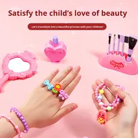 BJQ OEM Mini ensemble de coiffeuse en plastique portable 3-en-1 maquillage jeu de simulation jouets cosmétiques ensemble de beauté pour filles de 4 à 6 ans