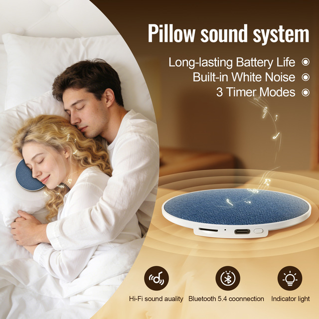 Hot Selling Pillow Speaker for Sleeping Music Bluetooth Speaker Under Pillow with Built-in Pink Noise White Noise Sound Machine