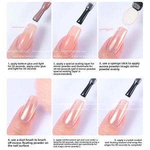 Poudre à ongles Aurora Sky Realm, blanc nacré, champagne doré, argent miroir, chrome pour décorations <span class=keywords><strong>de</strong></span> manucure DIY - Product Image 3