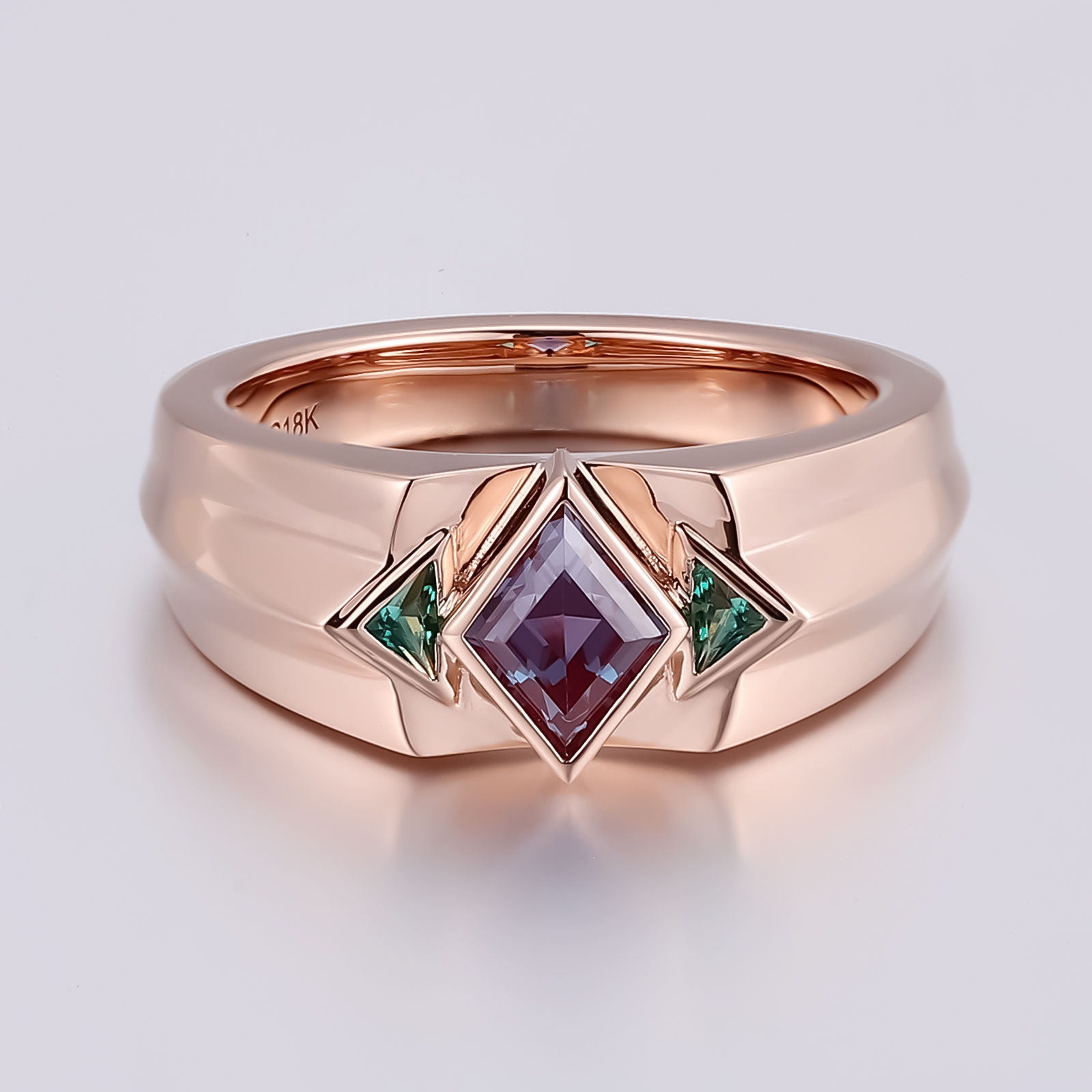 แหวนหินสังเคราะห์สีโรสโกลด์ 14K