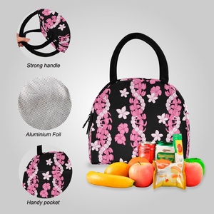 Hawaiian Custom Pink Puakenikeni Lei Design Customized Portable Reusable <b>Lunch</b> Bag Backpack <b>Sets</b> for Students - Product Image 4