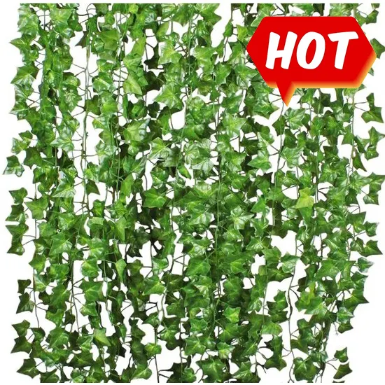 84 Feet 12 Strands Artificial Leaf Plants Hanging Garland Ivy Vines For Home Garden Office Wedding Wall Decor Green Greenery