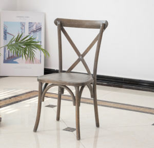 Chaise rustique empilable en bois de hêtre <span class=keywords><strong>à</strong></span> dossier croisé pour mariage, événement, banquet, salle <span class=keywords><strong>à</strong></span> manger - Product Image 2